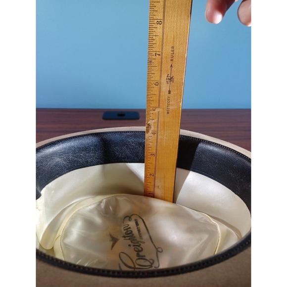 Vintage Creighton Fedora Classic Style Brown Felt Green Band - Picture 16 of 16